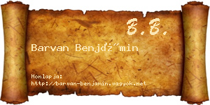 Barvan Benjámin névjegykártya